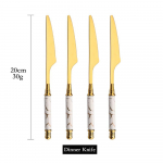 Balto aukso nerūdijančio plieno stalo įrankių rinkinys Creative Keraminės rankenos peilių &scaron;akučių &scaron;auk&scaron;tų rinkinys Indų plovimo ma&scaron;inai tinkamas indų rinkinys 4Pcs Dinner knife balta/auksas