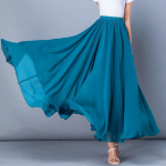 Pavasario sijono sluoksnio &scaron;ifoniniai ilgi sijonai moterims Eleganti&scaron;ki laisvalaikio auk&scaron;to juosmens Boho Beach Maxi sijonai Saias Femme XS mėlyna