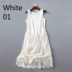 Moterų siuvinėjimas Gėlėta po suknele, apatinis sijonas, pilnai slystantis dirželis, tiulio sluoksnis auk&scaron;tu juosmeniu 01 balta