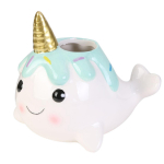 Les Tr&eacute;sors De Lily [A1810] - Porte-brosse &agrave; dents c&eacute;ramique 'Baleine' blanc bleu - 10x13 cm mėlyna