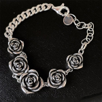 FOXANRY Vintage Punk Rose Gėlių grandinėlė Apyrankės Žavesys Moterys Merginai Nauja mada Kūrybingos geometrinės rankų darbo vakarėlio papuo&scaron;alai Dovanos 18cm sidabras