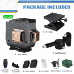 8/12/16 linijos 4D lazerio lygio reguliuojamas žalios &scaron;viesos savaime i&scaron;silyginantis 360&deg; besisukantis horizontalus vertikalus kryžminis automatinis matavimas 12 Line