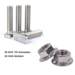 20 plaktuko galvutės varžtų M10 x 25 mm + 20 veržlių A2 20pcs M10*25 screws+20pcs M10 nuts