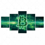 HD namų dekoravimo drobės linijos tapyba Bitcoin paveikslėliai sieniniai meno spaudiniai Modulinis modernus karkasinis plakatas berniuko kambariui 5 skydelis 20x35cm*2 20x45cm*2 20x55cm*1