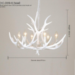 Pure White Antler Svetainės miegamasis Jaukus Antler valgomojo lubų &scaron;viestuvas 6 head bulb balta