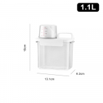 Skalbinių ploviklio miltelių laikymo dėžutė Didelės talpos permatomas plastikinis indelis užkandžių talpyklos ploviklio dėklas su dangteliu matavimo puodelis 1.1 L