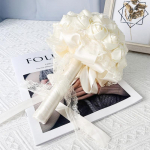 1vnt nuotakos puok&scaron;tė vestuvinė puok&scaron;tė su deimantinio perlo &scaron;ilko nuotakos puok&scaron;te, skirta namų vestuvių vakarėliui papuo&scaron;ti nuotakos pamergės puok&scaron;tę smėlis