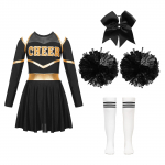&bdquo;Cheer Leader&ldquo; Helovino kostiumas mergaitėms, suknelės ilgomis rankovėmis su &bdquo;pom poms&ldquo;, skirtas linksminti &scaron;okiams 13-14 Years balta/juoda