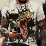 3D dinozaurų spaudos mar&scaron;kinėliai vyrams Madingi hiphopo Harajuku gatvės mar&scaron;kinėliai Vasariniai vaiki&scaron;ki mar&scaron;kinėliai Didelės apimties trumpomis rankovėmis 6XL
