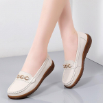 Moteri&scaron;ki batai su metaline grandinėle, apvaliais pir&scaron;tais, patogūs madingi darbo verslo batai Lengvi dirbtinės odos vairavimo batai moterims 35 smėlis