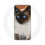 Coque pour Xiaomi Redmi Note 5 Pro Chat Siamois Noir et blanc Yeux Bleus