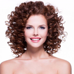Women's brown curly hair