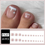 24vnt Head False Press Nails Moteri&scaron;ki skaidrūs &scaron;irdies kojų pir&scaron;tų nagų pleistrai 10ml One Size rožinė
