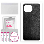 apgo Protective Skin Sticker for the back compatible with Xiaomi Mi 11 Lite 5G, Wrap Film, Foil, Vinyl - Pattern Black Leather