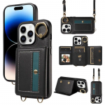 Žiedinis dirželis, odinis piniginės dėklas, skirtas iPhone 15 Pro Max 14 Plus 13 Pro 12 Samsung Galaxy S24 Ultra S23 S22 21 FE A25 A15 A54 A34 A14 atverčiamas telefono dangtelis iPhone 7 (iPhone 8) raudona