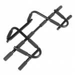 Ant durų rėmo montuojamas prisitraukimų skersinis vir&scaron;utinės kūno dalies treniruoklis sporto salės durų prisitraukimų skersinis juoda