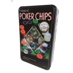 Pokerio žetonų dėžutė su 100 pokerio žetonų ir 1 platintojo žetonu