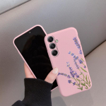 Gėlių ra&scaron;to mink&scaron;tas silikoninis dėklas, skirtas Samsung A55 M35 S24 Xiaomi Redmi Note 13 Pro 13C iPhone Huawei Honor Realme fotoaparato apsauginis dangtelis Samsung Galaxy S9 Plus mėlyna