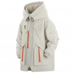 &bdquo;Mult Pocket&ldquo; žieminės striukės &bdquo;Techwear&ldquo; paltai Vyri&scaron;ki madingi gatvės drabužiai Oversized Parkas Striukė su &scaron;iltu gobtuvu M chaki