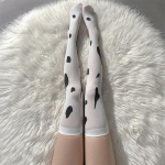 Cow Print White Stockings Women JK Girls Knee High Socks Thigh High Stocking Lolita Kawaii Cute Thigh High Socks Women Stockings balta