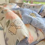 Keturių dalių grynos medvilnės mažų &scaron;viežių gėlių ra&scaron;to antklodės užvalkalo komplektas bendrabučio paklodei, trijų dalių patalynės komplektas 1.8m bed