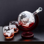 1 rinkinys 30 uncijų viskio grafino gaublio rinkinys su 2 viskio taurėmis 5 unc., alkoholinei Scotch Bourbon Vodka, Dovanos vyrams, Moterys Wine Bottle + 2 Cups