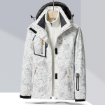 2023 m. Unisex Outdoor 3-in-1 vėjui atspari, vandeniui atspari, kvėpuojanti striukė Female, 4XL kamufliažas/balta