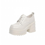 Mada Mada Platforminiai Batai Moteri&scaron;ki Natūralios Odos 2024 Nauji Rudens Itin Auk&scaron;tas Kulnas Storas Kulnas Rai&scaron;teliais Viengučiai Batai Moteriai Batai 34 smėlis