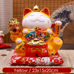 9 colių &bdquo;Lucky Fortune Cat&ldquo; su mojuojančia ranka kinų feng shui dekoracija &bdquo;Maneki Neko Beckoning Cat&ldquo; maitinama USB / baterijomis raudona