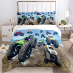 Animacinis Monster Truck Visų sezonų antklodės užvalkalas, patalynės komplektai, mink&scaron;tas pledo užvalkalas ir užvalkalai pagalvėms, viengulis, dvigulis, Queen, King AU Single 140x210cm