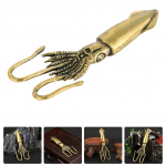Kalmarų ornamentas Vario skulptūra Dekoras Žalvaris Subtilus amatas Vintažinė figūrėlė Svetainės biuras 6.5X2.5CM auksinė