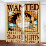 Monkey D Luffy Tamsinanti užuolaida, One Piece, Poliesteris, Animacinis, Tinka miegamajam, Vaikams, Suaugusiems, Kambario dekoravimui, Dovanoms 183x160cm&Grommet Top