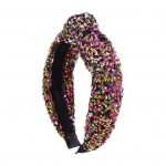 Mergaičių plaukų lankelis, puo&scaron;nus, žvilgantis, vaivoryk&scaron;tės spalvų, mazguotas galvos lankelis, plaukų aksesuarai, gimtadienio mergaitės galvos lankelis, dovana