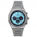 &bdquo;Citizen Zenshin Chronograph Super Titanium Ice Blue&ldquo; ciferblatas, &bdquo;Eco-Drive CA4610-85M 100M&ldquo; vyri&scaron;kas laikrodis &scaron;viesiai mėlyna spalva