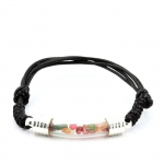 Pierres et Min&eacute;raux. Bracelet Tourmaline multicolore brut. Couleur noir.