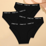 FINETOO 4 vnt. medvilniniai dryžuoti apatiniai moteri&scaron;kos kelnaitės su raidėtu diržu, moteri&scaron;ki žemo liemens apatiniai, vientisi kvėpuojantys apatiniai XXL&4pcs