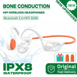 IPX8 vandeniui atsparus kaulinis laidumas belaidės ausinės Bluetooth 5.4+32GB RAM MP3 grotuvas HIFI muzikos sportinės plaukimo ausinės su mikrofonu PearlWhite 32GB