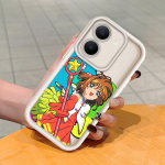 Mink&scaron;tas silikoninis kvadratinių kopėčių spausdinimo ra&scaron;tų telefono korpusas, pilnas dangtis, fotoaparatas, atsparus smūgiams, guminis dėklas, skirtas Vivo Vivo V21 5G ruda