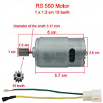 Elektrinio automobilio variklis 10 dantų 6 V / 12 V 24 V RS550 RS390 RS380 550 12V 23000RPM