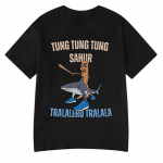 Itali&scaron;ki &bdquo;Brainrot Tralalero Tralala Tung Tung Tung Sahur&ldquo; juokingi meme mar&scaron;kinėliai vyrams, moterims, madingi laisvi mar&scaron;kinėliai, medvilniniai mar&scaron;kinėliai, vir&scaron;utiniai drabužiai XXXXL