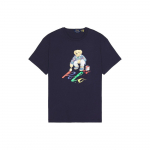 Polo Ralph Lauren Me&scaron;kinas Raidžių Spaudinys Apvalus Kaklas Tiesus Kirpimas Trumpomis Rankovėmis Mar&scaron;kinėliai Vyri&scaron;ki Mar&scaron;kinėliai Tamsiai Mėlyna 710854497-029 S