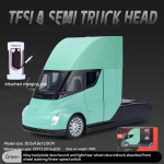 1:24 Tesla SEMI Sunkvežimio galvos priekabos modelio simuliacija Metalinis lydinys Die-cast Garsas ir &scaron;viesa Dovana su berniukų kolekcijos automobilio modeliu Vaikų žaislas žalia