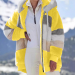 Moteri&scaron;kas madingas &scaron;iltas vilnos vienspalvis patchwork džemperis su gobtuvu, ki&scaron;enė su užtrauktuku, kasdienis &scaron;varkas XL