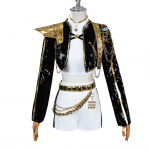 Rumi Zoey Mira Cosplay Moterims Mergaitėms Kpop Demonų Medžiotojai Juodas Auksinis Dainavimo Kostiumas Helovino Vakarėliui Vaidmenų Žaidimo Apranga Kostiumas XS