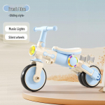 Vaiki&scaron;kas triratukas-vežimėlis su pedalais, balansinis dviratukas, muzika ir &scaron;viesomis, skirtas 1-5 metų vaikams dangaus mėlyna spalva