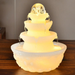 Feng Shui Turto Kri&scaron;tolinis Rutulys Besisukantis Vandens Fontano Ornamentas su &Scaron;viesa - Prabangus Atidarymo Dovana L2438-1 Mini (Treasure Basin Base)