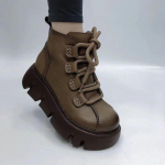 Mada Retro Britų Stiliaus Aulinukai 2024 Rudens Žiemos Nauji Apvalianos Nosies Storo Pado &Scaron;oniniu Užtrauktuku Aulinukai Moterims Zapatos Mujer 36 juoda