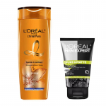 L'Oreal vyrų veido prausiklis riebiai odai ir &scaron;ampūnas nuo pleiskanų rinkinys
