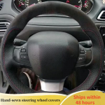 ized Car Steering Wheel Cover For Peugeot 308 408 508 2016- Suede Leather DIY Original Steering Wheel Braid Black Thread