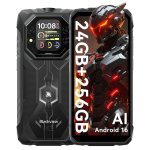 Blackview ROCK 1 Patvarus dviejų ekranų 6,56'+2,01' AI i&scaron;manusis telefonas, 15000 mAh baterija, 24 GB RAM 256 GB ROM, Helio G81, 180 Hz, IP69K/IP68 atsparumo vandeniui įvertinimas Only cell phone juoda